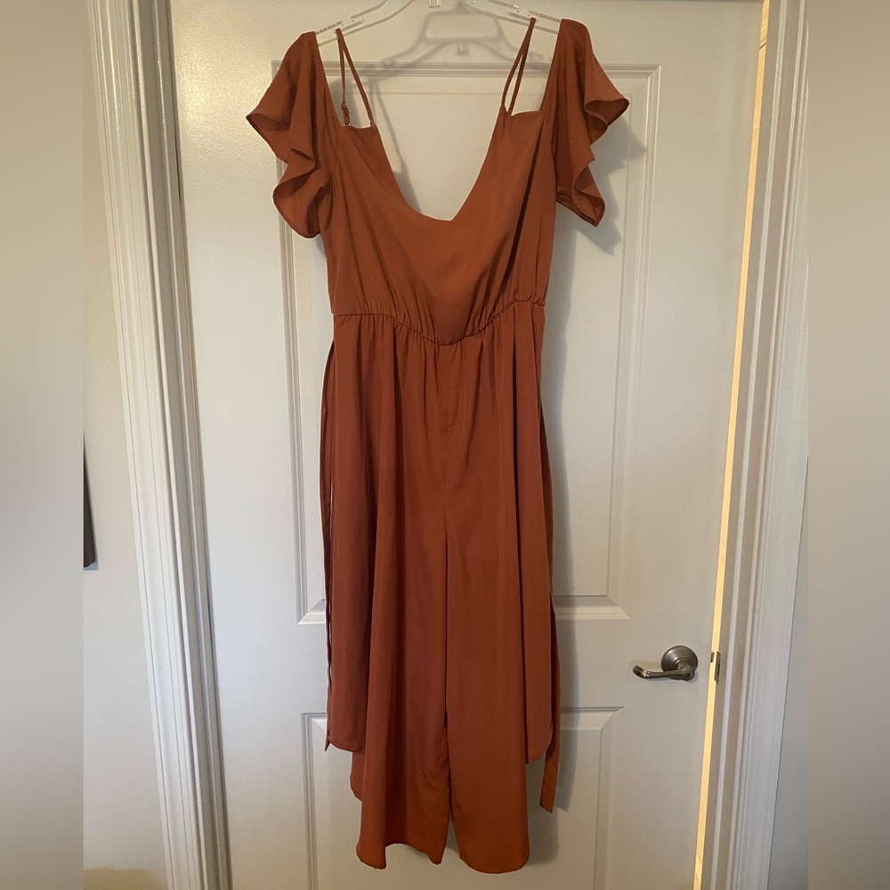 Leith Wide Leg Jumpsuit in a Terracotta Color